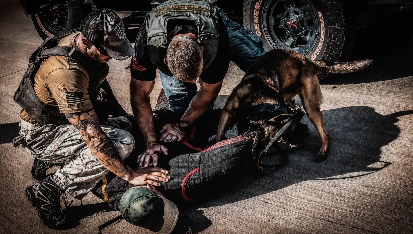 ONE44 instructors working a controlled K9 scenario